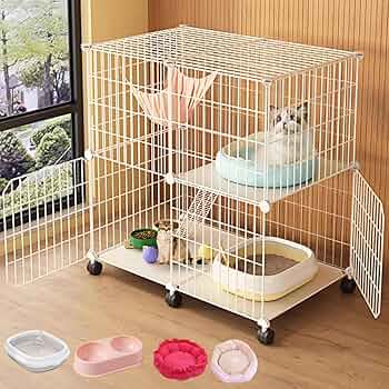 Amazon.co.jp: 猫ケージ 75*39*76cm 猫用ケージ キャスター付き
